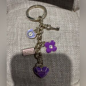 Coach Lavender and Gold Charm Key Holder